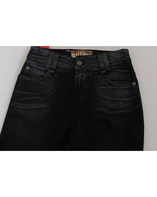John Galliano Black Washed High Waist Flared Denim Casual Pants Jeans