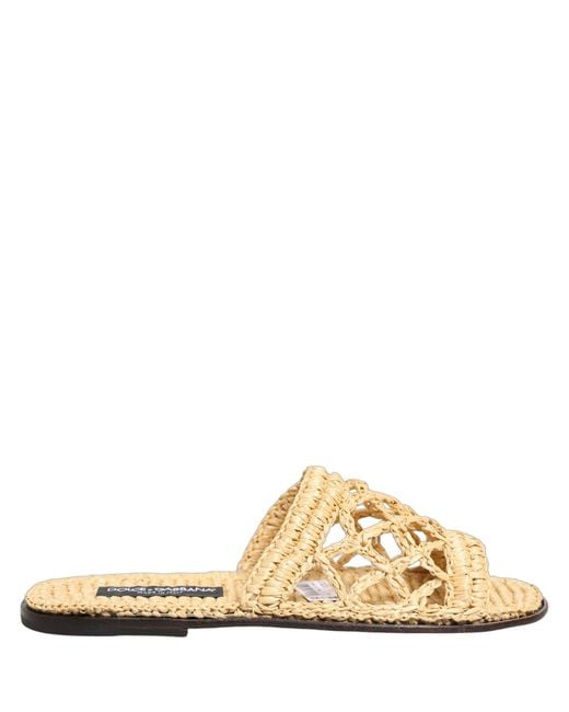 Dolce & Gabbana Natural Beige Straw Raffia Slides Sandals Flats Shoes for men
