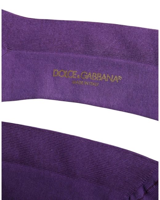 Dolce & Gabbana Purple Cotton Logo Over The Calf Socks for men