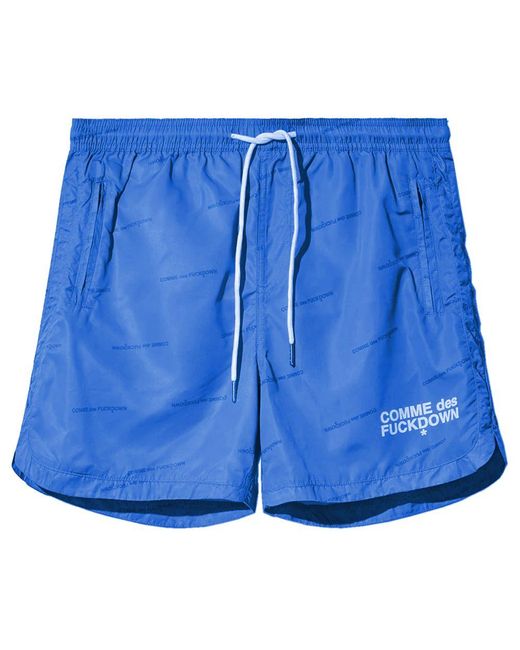 Comme Des Fuckdown Blue Polyester Swim Shorts for men