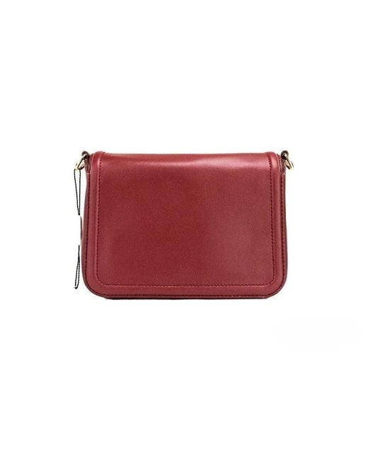 Marc Jacobs Red Medium Metal Signet Syrah Smooth Leather Flap Crossbody Purse Bag