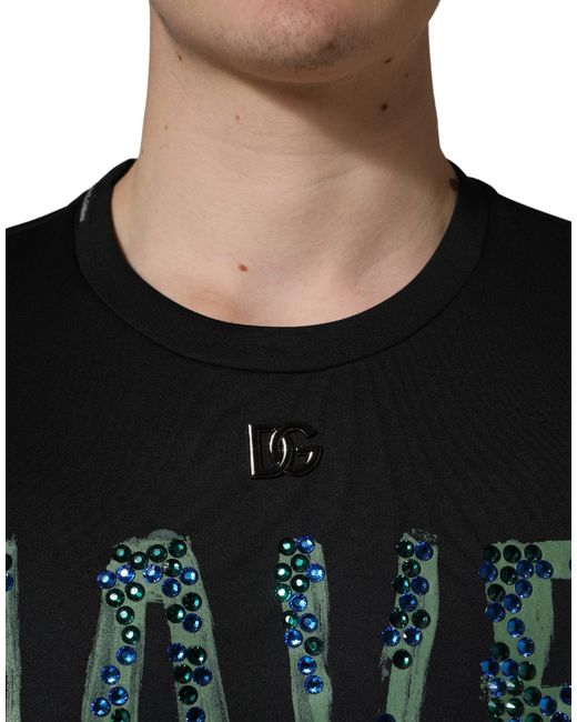 Dolce & Gabbana Black Have Fun Embellished Crew Neck T for men