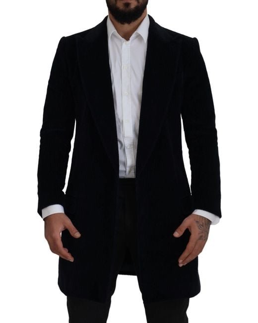 Dolce & Gabbana Black Cotton Cardigan Long Coat Men Jacket for men