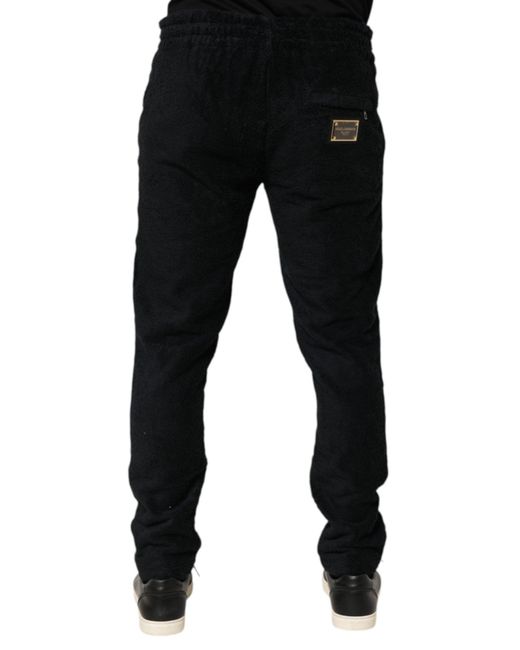 Dolce & Gabbana Black Terry Cloth Jogger Pants for men
