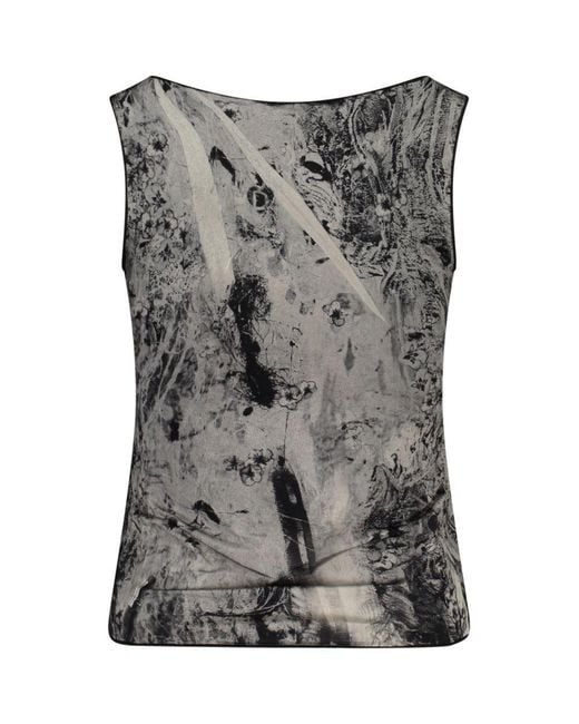 Desigual Gray Black Viscosa Tank Top