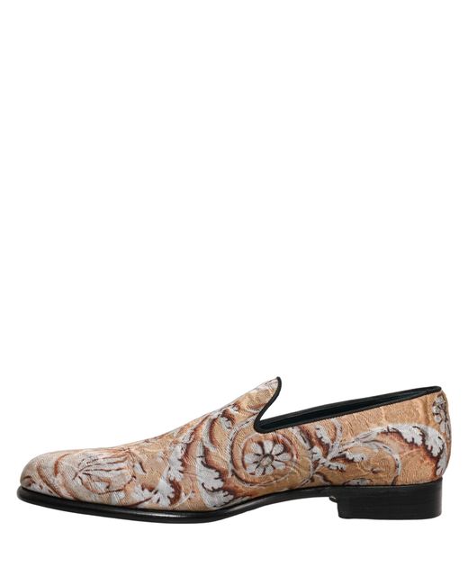 Dolce & Gabbana Multicolor Gold Brocade Baroque Men Loafers Shoes for men