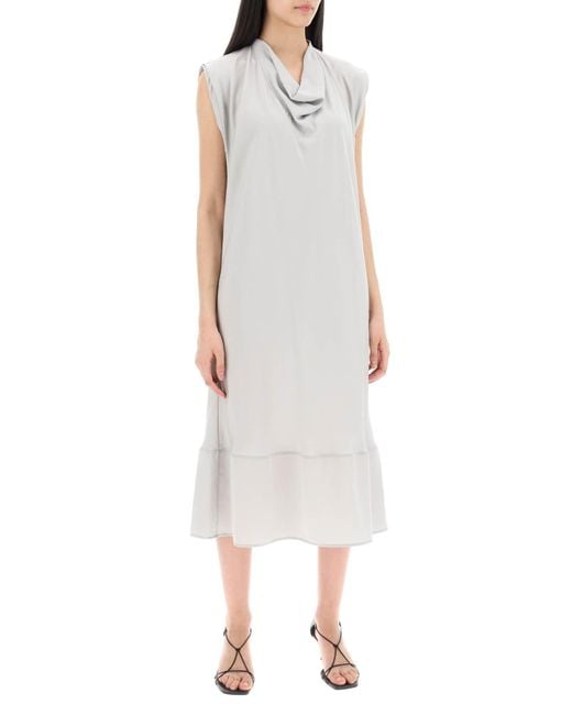 Lemaire White Midi Dress With Diagonal Cut In