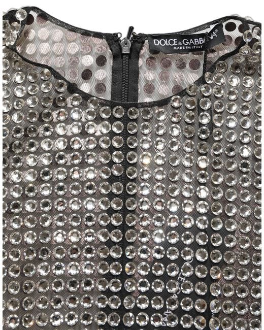 Dolce & Gabbana Gray Beige Crystal Embellished Long Gown Dress