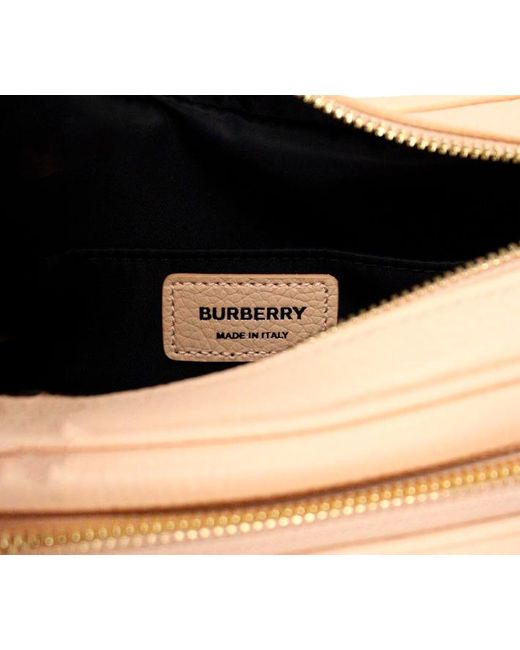 Burberry Black Small Branded Peach Grainy Leather Camera Crossbody Bag