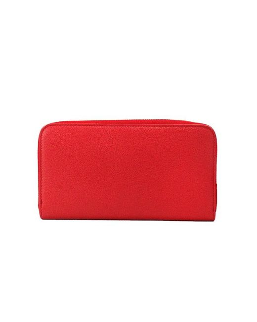 Burberry Red Elmore Embossed Logo Leather Continental Clutch Wallet