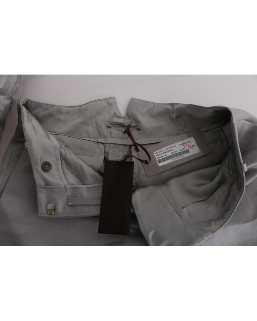 Ermanno Scervino Gray Chic Cropped Silk Pants