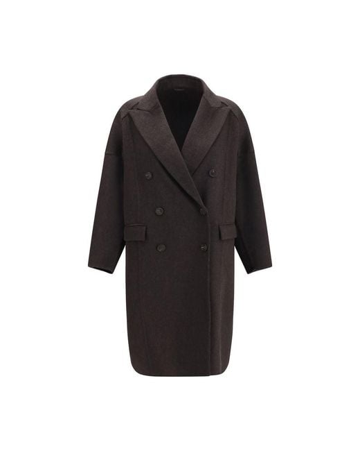 Brunello Cucinelli Black Brown Cashmere Coat
