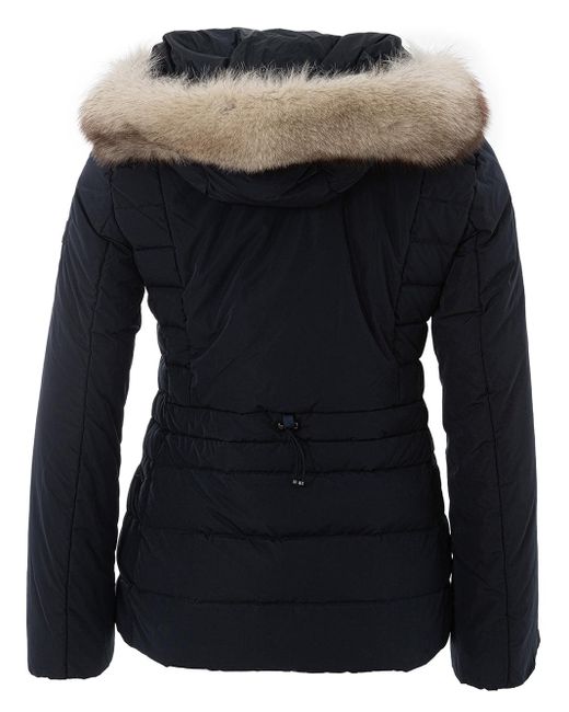 Peuterey Blue Quilted Jacket With Fur