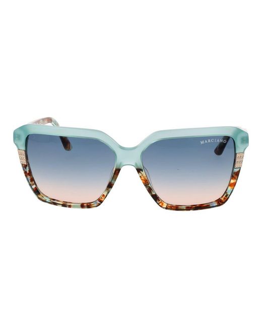 MARCIANO BY GUESS Blue Turquoise Acetate Sunglasses