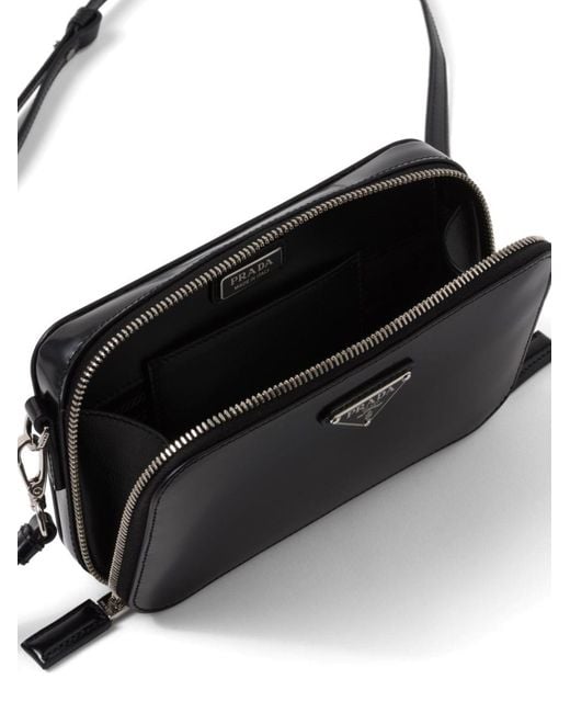 Prada Black Small Brique Brushed Crossbody Bag for men