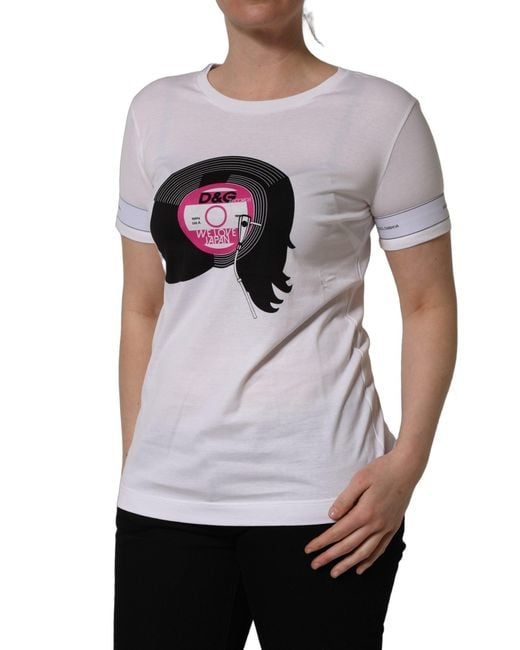 Dolce & Gabbana Gray White D&g We Love Japan Print Cotton T