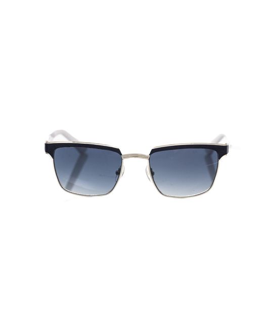 Frankie Morello Blue Elegant Clubmaster Leather Sunglasses for men