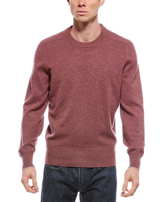 Brunello Cucinelli Red Multicolor Cashmere Sweatshirt for men