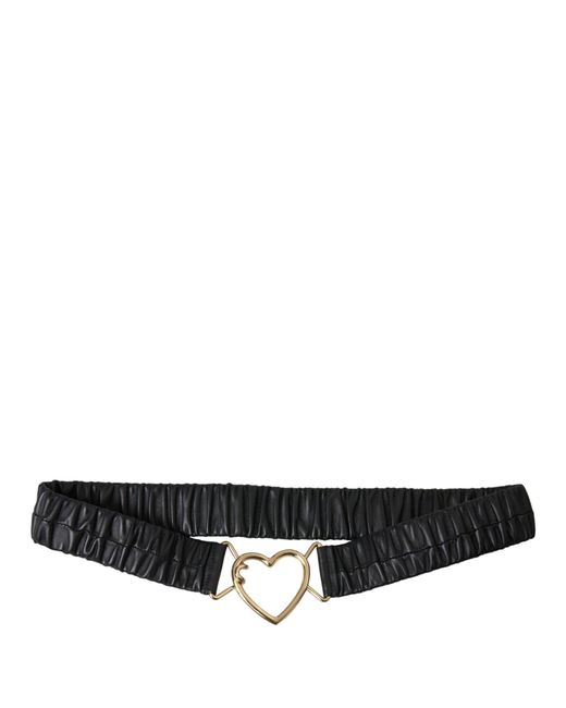 Dolce & Gabbana Black Leather Gold Heart Metal Buckle Belt