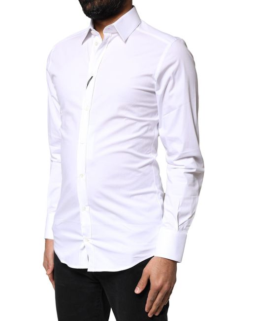Dolce & Gabbana White Cotton Long Sleeves Dress Shirt for men