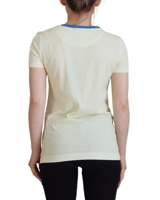 Dolce & Gabbana Gray Elegant Cotton Tee With Chic Print