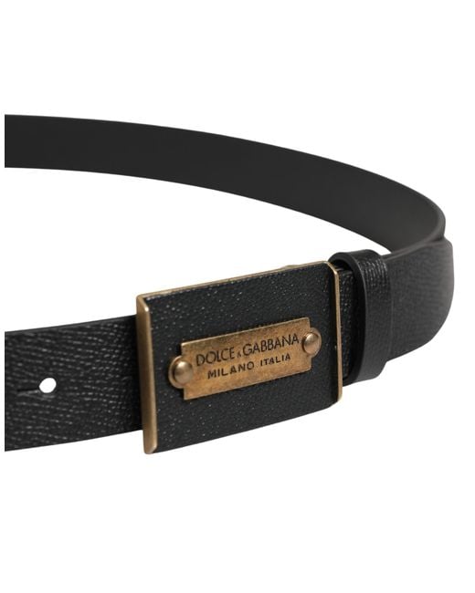 Dolce & Gabbana Black Calf Leather Metal Buckle Belt for men