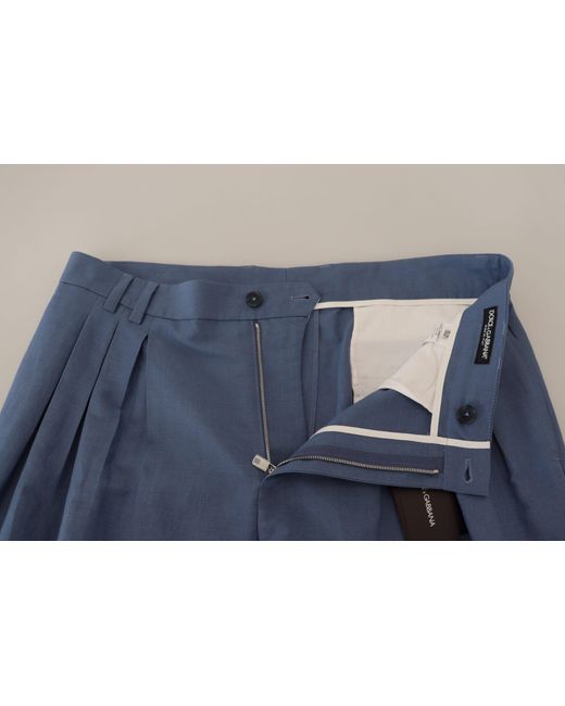 Dolce & Gabbana Blue Pleated Trousers Pt01 for men