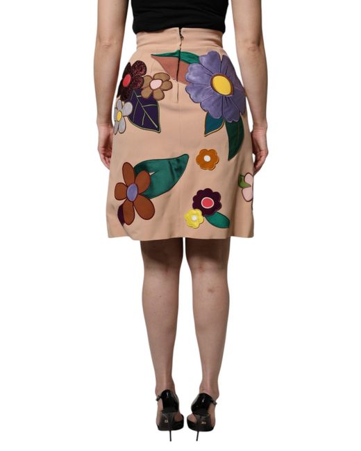 Dolce & Gabbana Black Beige Floral High Waist Pencil Cut Skirt for men