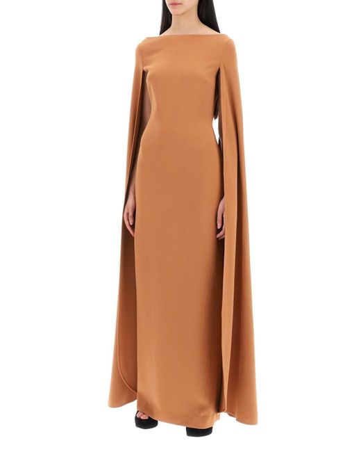 Solace London Brown Maxi Dress Sadie With Cape Sleeves