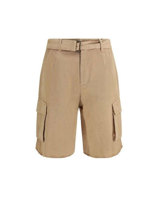 Laneus Natural Beige Cotton Bermuda Shorts for men