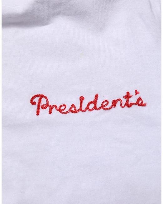 President's White Logo Embroidery Cotton Men Crew Neck T for men