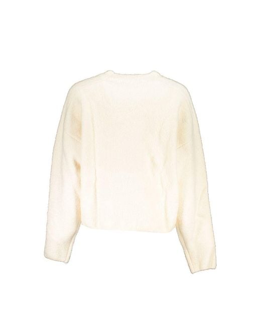 Desigual White Chic Embroidered Crew Neck Sweater