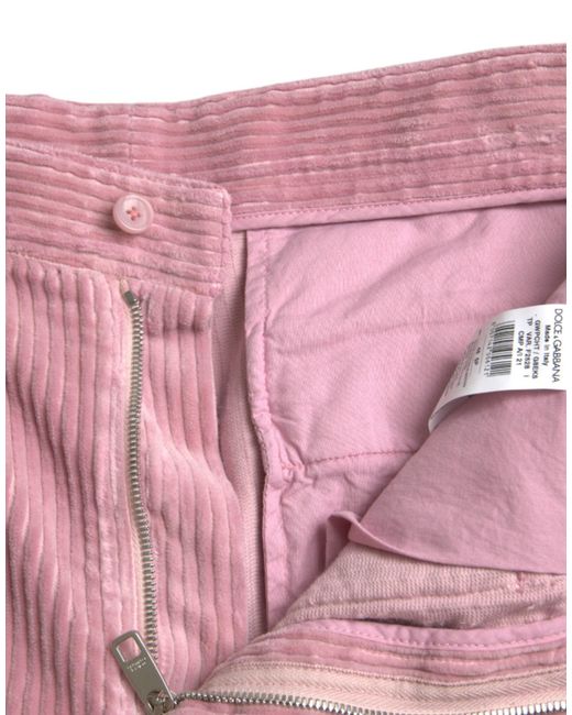 Dolce & Gabbana Red Corduroy Cotton Stretch Skinny Cargo Jeans for men
