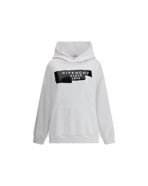 Givenchy White Gauzy Fabric Hoodie With Tape
