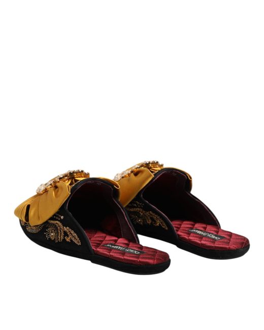 Dolce & Gabbana Multicolor Embellished Flat Sandals Shoes