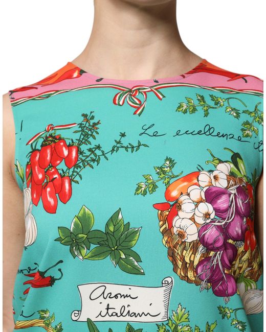 Dolce & Gabbana Green Multicolor Floral Silk Sleeveless Tank Top for men