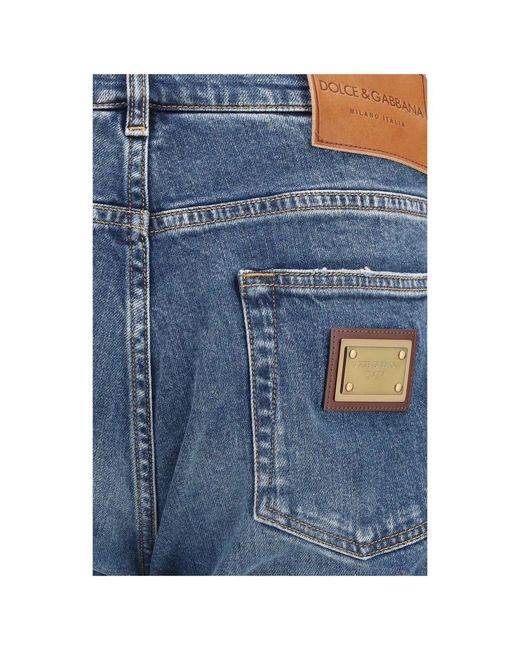 Dolce & Gabbana Blue Cotton Straight for men