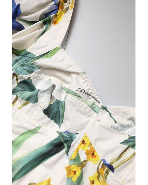 Dolce & Gabbana Black White Floral Puff Sleeves Crop Blouse Top for men