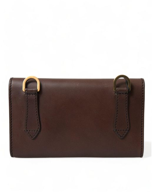Dolce & Gabbana Brown Chic Leather Shoulder Bag With Detailing