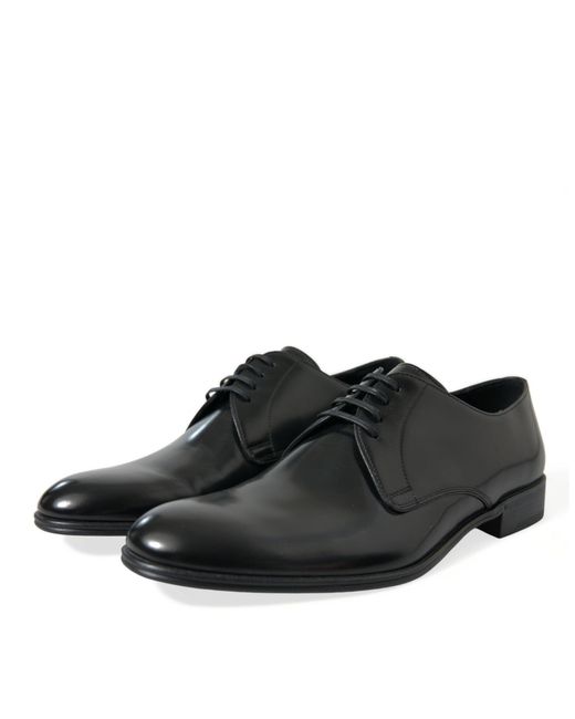 Dolce & Gabbana Black Leather Lace Up Men Dress Derby Shoes for men