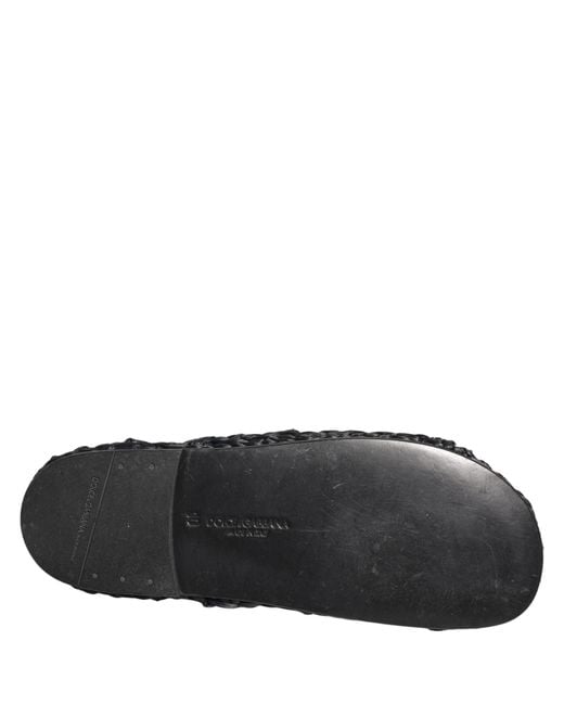 Dolce & Gabbana Black Straw Raffia Slides Sandals Flats Shoes for men