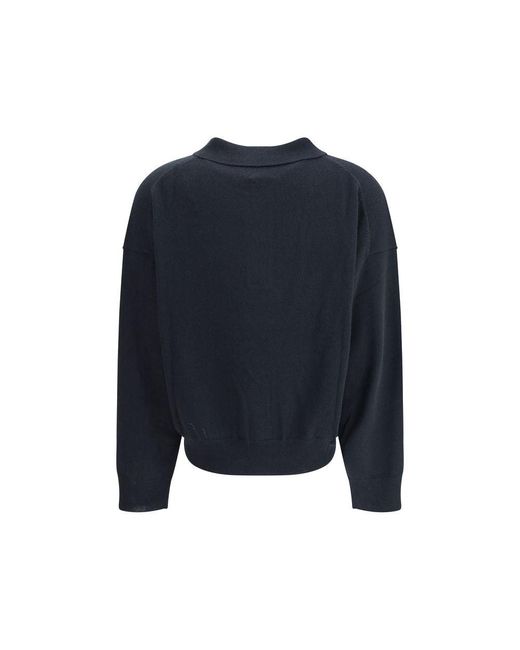 Allude Blue Wool Polo Sweater