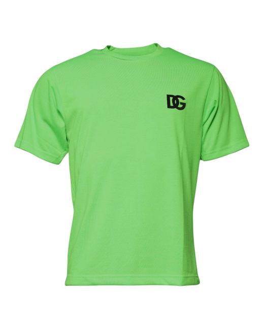 Dolce & Gabbana Green Logo Polyester Crew Neck T for men