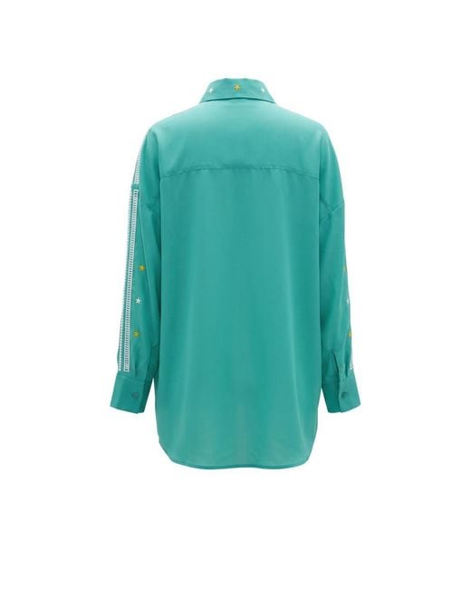 Trussardi Blue Green Polyester Shirt