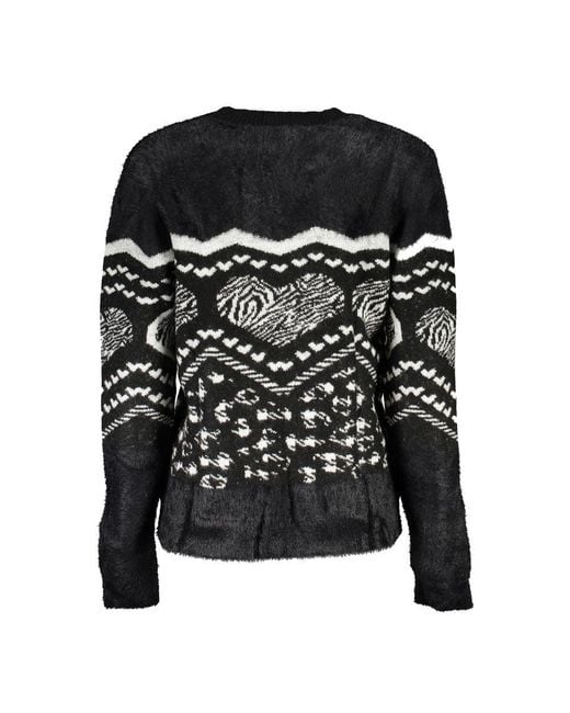 Desigual Black Chic Turtleneck Sweater With Contrast Detail