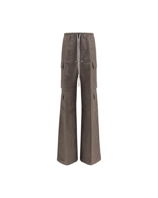 Rick Owens Brown Gray Ramie Cargo Pants for men