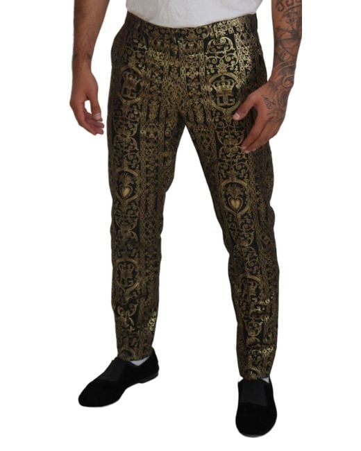 Dolce & Gabbana Black Jacquard Dress Trouser Pants for men