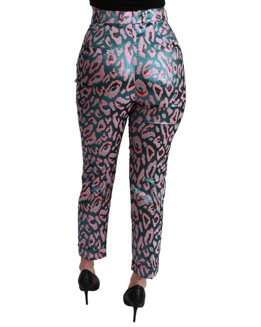 Dolce & Gabbana Black Dolce Gabbana Multicolor Patterned Cropped High Waist Pants
