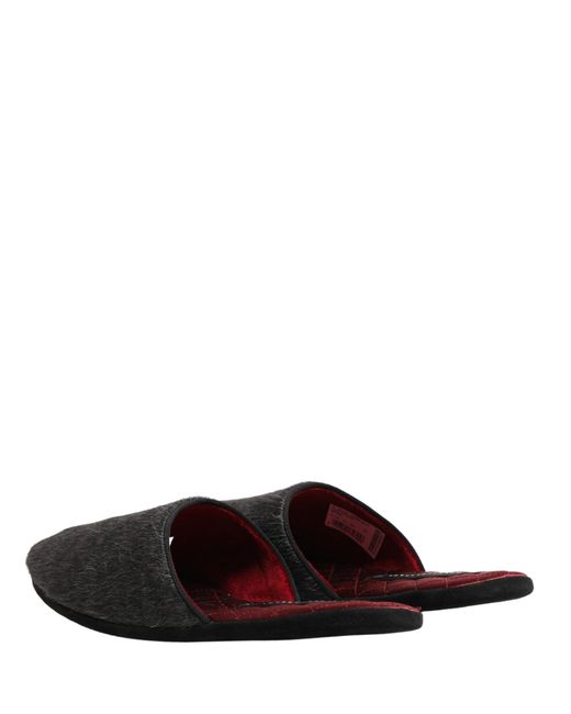 Dolce & Gabbana Multicolor Dark Grey Charcoal Wool Red Slippers Shoes for men