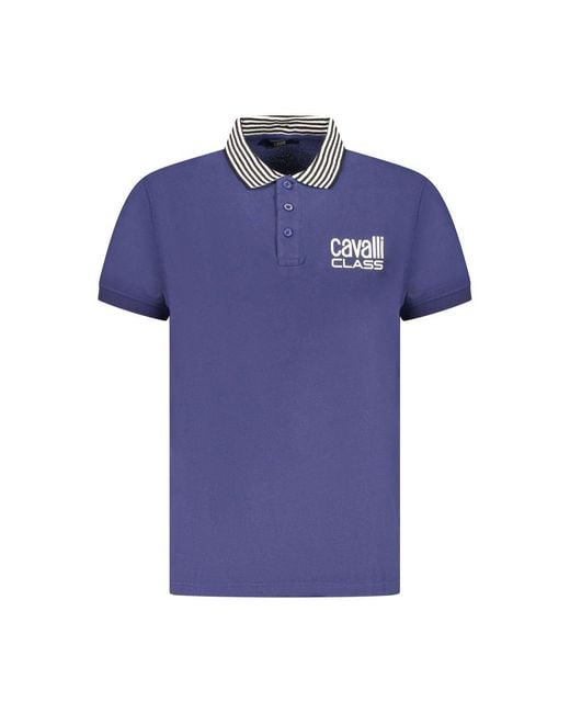 Roberto Cavalli Blue Cotton Polo for men